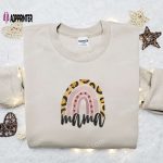 Retro Rainbow Mama Embroidered Shirt – Holiday T-shirt Best Mother’s Day Gift Ideas