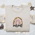 Retro Rainbow Mama Embroidered Shirt – Holiday T-shirt Best Mother’s Day Gift Ideas