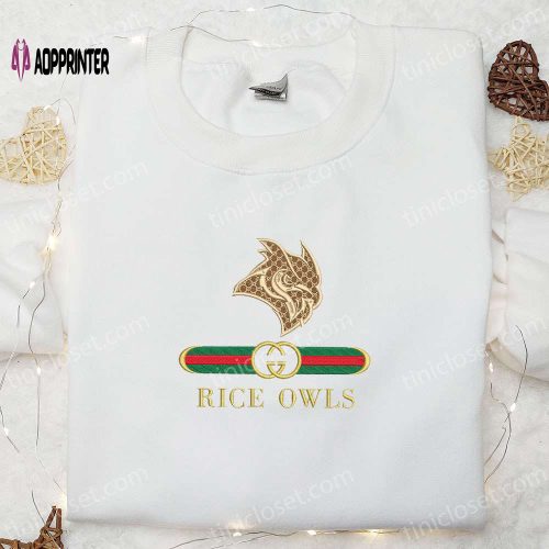 Rice Owls x Gucci Embroidered Shirt & Hoodie: NCAA Sports Gift Idea