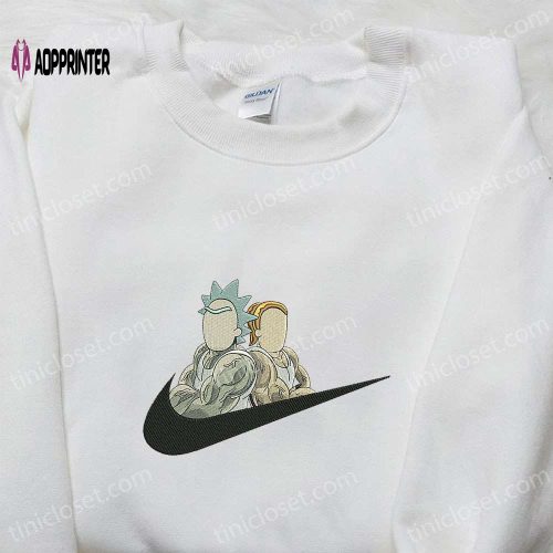 Rick and Summer Body Building x Nike Swoosh Embroidered Shirt & Hoodie – Cartoon Inspired Sports T-Shirt