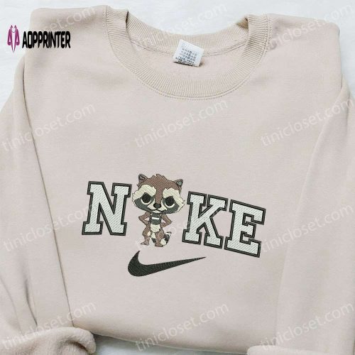 Rocket Racoon x Nike Movie Embroidered Shirt Marvel Universe Sweatshirt Nike Inspired Hoodie