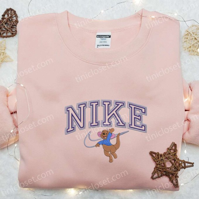 Disney Characters Embroidered Sweatshirt – Roo x Nike Cartoon Design with Nike-Inspired Hoodie