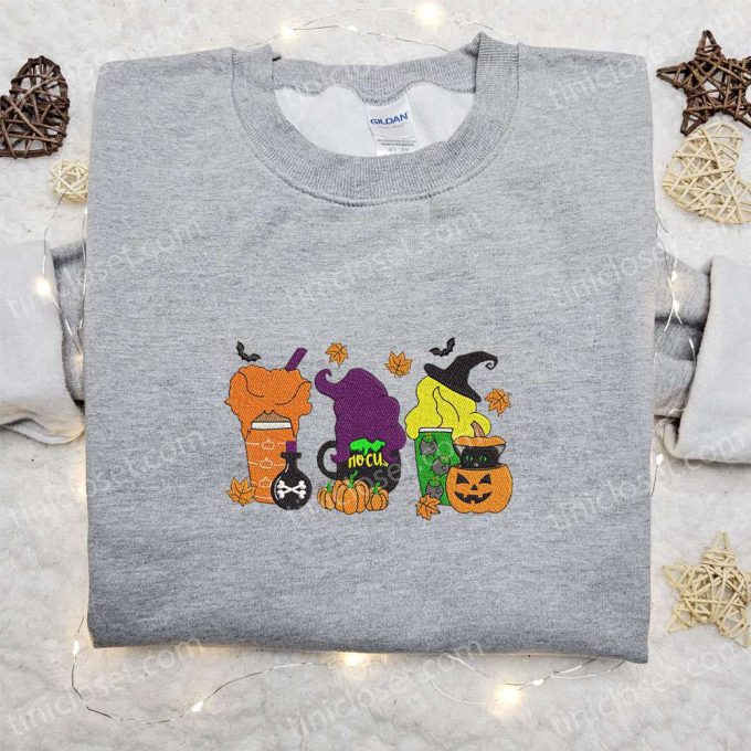 Sanderson Sisters Latte Embroidered Shirt & Hocus Pocus Hoodie – Best Gift Ideas