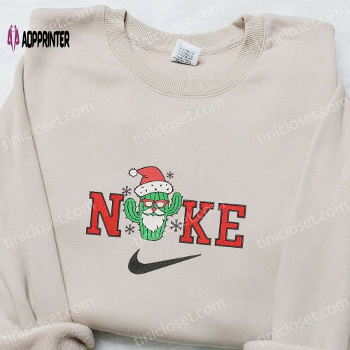 Santa Claus Cactus x Nike Christmas Embroidered Sweatshirt – Best Gift Idea for a Festive Season