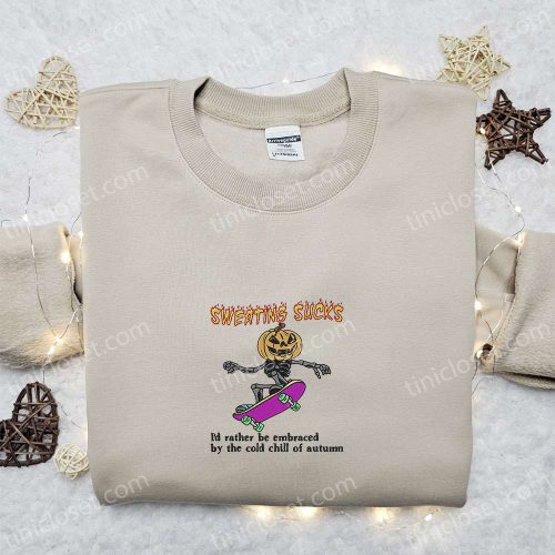 Halloween Skeleton Skateboarding Sweatshirt: Best Embroidered Hoodie Gift Idea