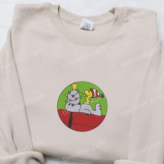 Snoopy & Woodstock Xmas Embroidered Shirt & Hoodie: Perfect Family Gifts