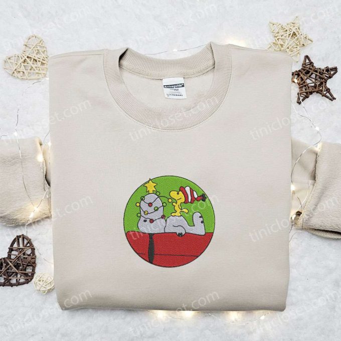 Snoopy & Woodstock Xmas Embroidered Shirt & Hoodie: Perfect Family Gifts