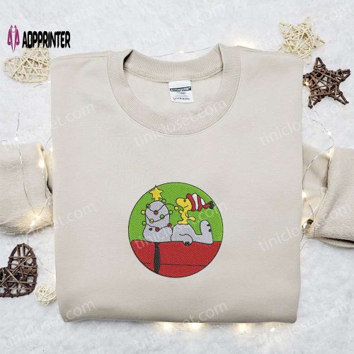 Snoopy & Woodstocks Christmas Embroidered Shirt Peanuts Cartoon Hoodie & Sweatshirt