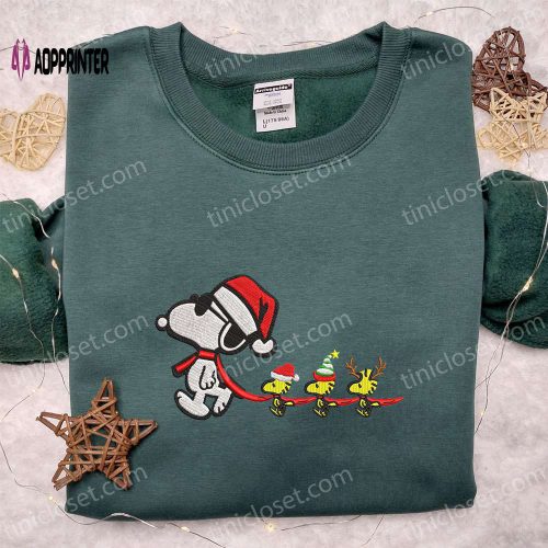 Snoopy and Woodstock s Christmas Embroidered Shirt & Peanuts Cartoon Hoodie – Best Family Christmas Gifts