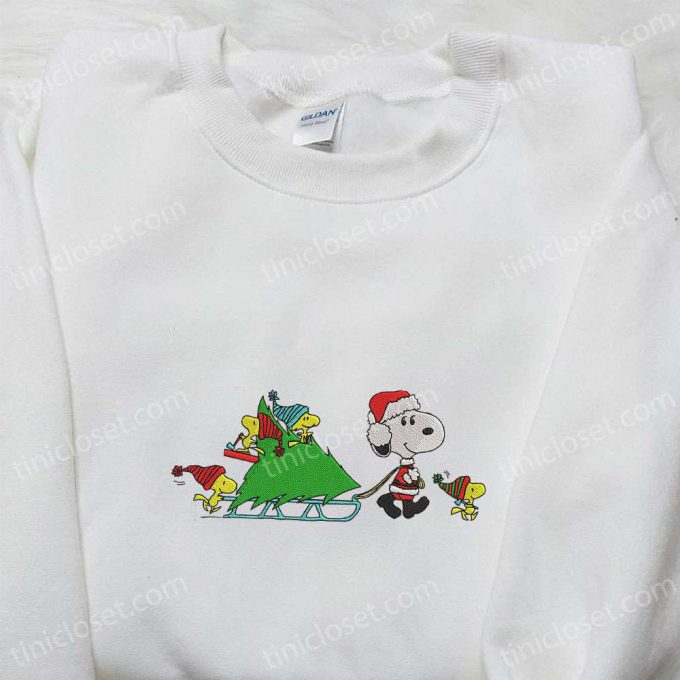 Snoopy & Woodstocks Christmas Embroidered Shirt Peanuts Cartoon Hoodie & Sweatshirt