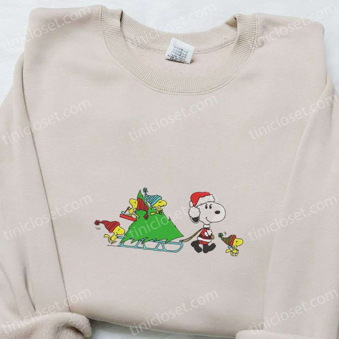 Snoopy & Woodstocks Christmas Embroidered Shirt Peanuts Cartoon Hoodie & Sweatshirt