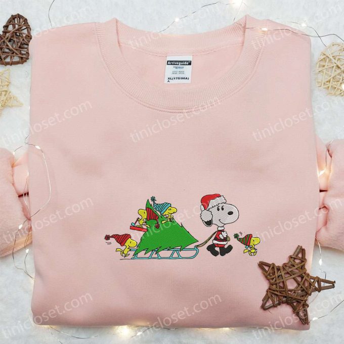 Snoopy & Woodstocks Christmas Embroidered Shirt Peanuts Cartoon Hoodie & Sweatshirt