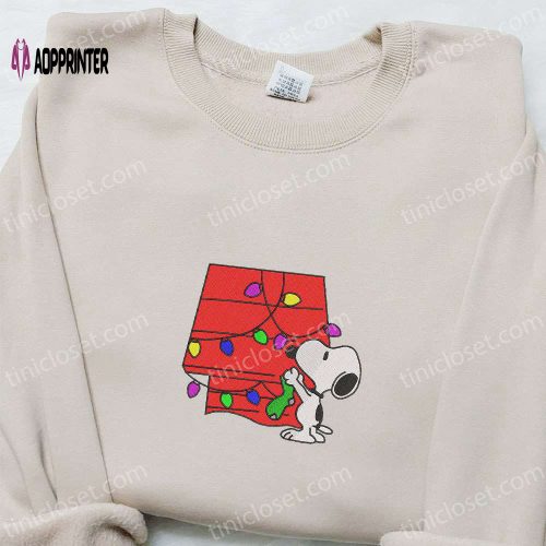 Snoopy Christmas House Embroidered Shirt & Peanuts Cartoon Hoodie: Perfect Family Christmas Gifts