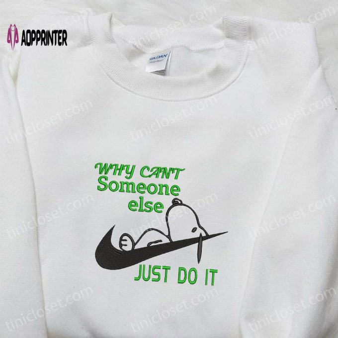 Snoopy Just Do It x Nike Embroidered Tshirt: Best Nike Inspired Shirt for Family Perfect Gift