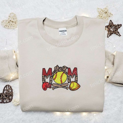 Softball Mom Embroidered Shirt & Mother’s Day Hoodie – Best Gift for Mom