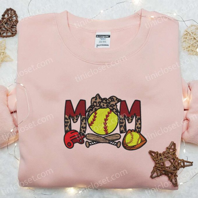 Softball Mom Embroidered Shirt & Mother’s Day Hoodie – Best Gift for Mom