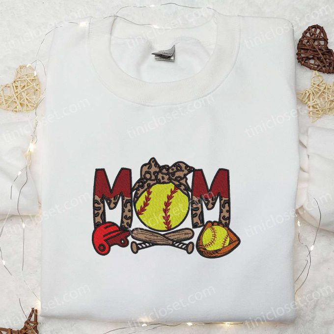 Softball Mom Embroidered Shirt & Mother’s Day Hoodie – Best Gift for Mom