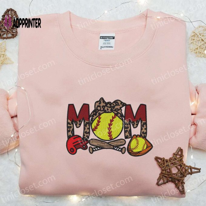 Softball Mom Embroidered Shirt & Mother’s Day Hoodie – Best Gift for Mom