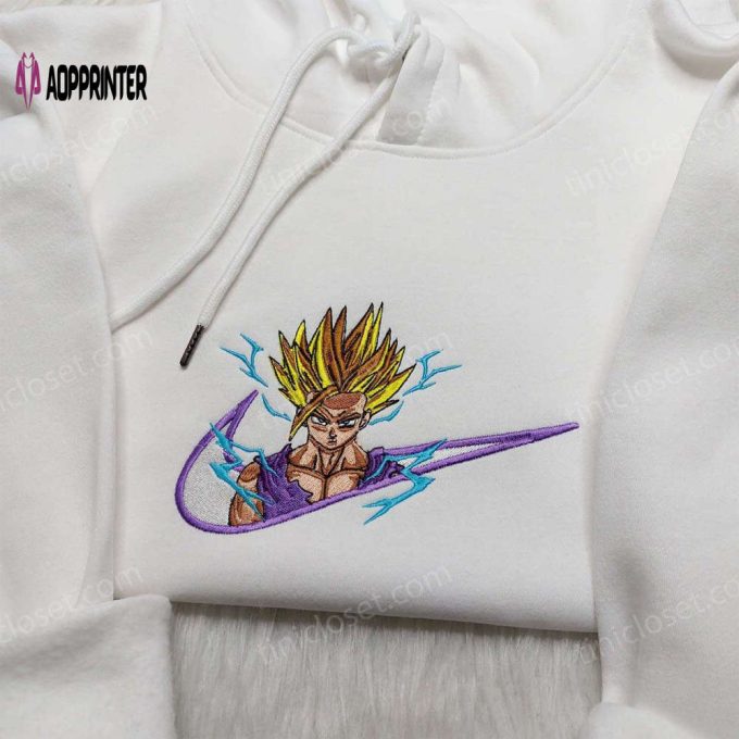 Dragon Ball Hoodie: Son Gohan Super Saiyan Sweatshirt with Custom Nike Swoosh – Shop Now!