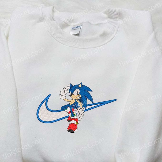 Sonic x Swoosh Cartoon Embroidered Hoodie & Nike Inspired Shirt: Top Family Gift Ideas