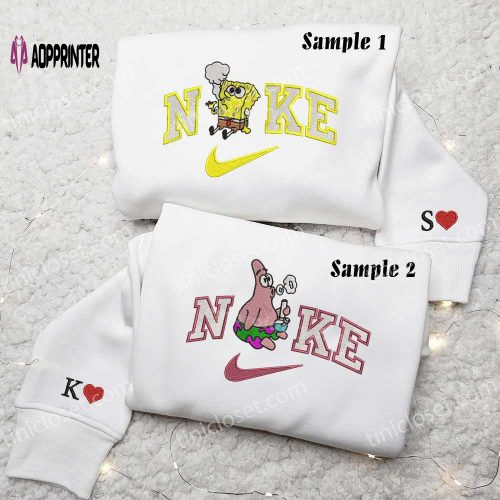 Spongebob and Patrick Star Smoking Embroidered Shirts: Trendy Cartoon Apparel for Fans