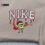 Custom Spongebob Santa Hat Nike Christmas Sweatshirt – Perfect Family Gift Idea with Nike Embroidered Hoodie