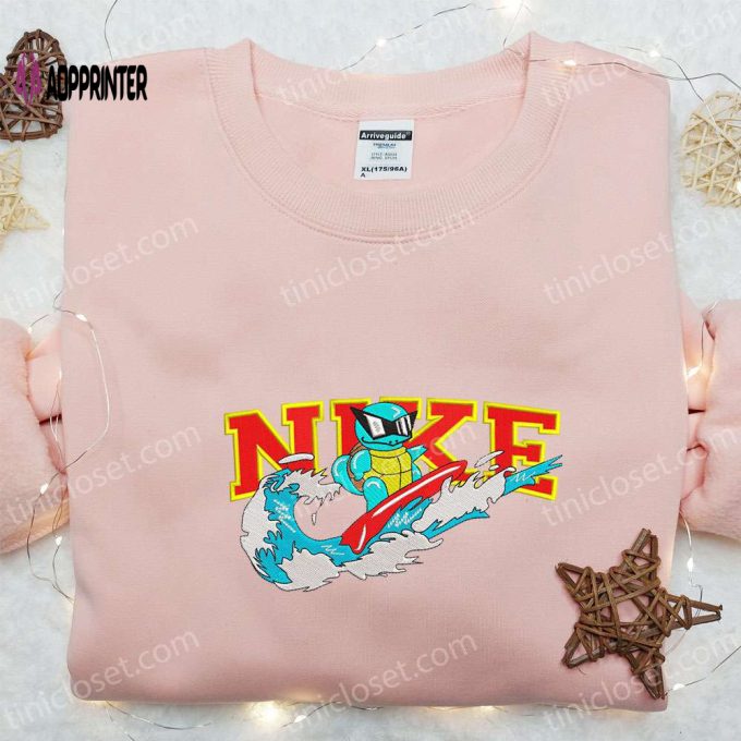 Squirtle Surfing x Nike Embroidered Sweatshirt: Pokemon Anime Shirt Perfect Gift