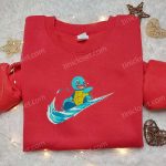 Squirtle x Swoosh Anime Embroidered Hoodie & Shirt: Best Family Gift Ideas