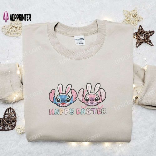 Stitch Angel Couple Love x Nike Embroidered Sweatshirt Lilo and Stitch Disney Shirt – Best Valentine Gift