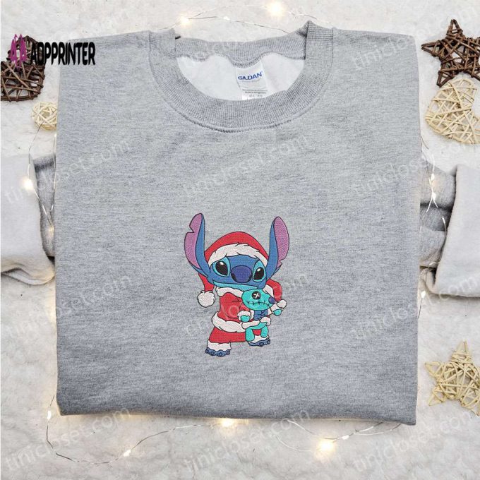 Disney Stitch & Scrump Xmas Embroidered Shirt & Hoodie – Festive Christmas Characters