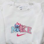 Stitch Angel Couple Love x Nike Embroidered Sweatshirt Lilo and Stitch Disney Shirt – Best Valentine Gift