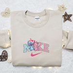 Stitch Angel Couple Love x Nike Embroidered Sweatshirt Lilo and Stitch Disney Shirt – Best Valentine Gift