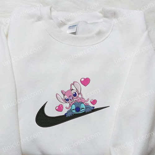 Stitch Angel Couple Love Hoodie Disney Characters Embroidered Shirt Best Gift Ideas for Family