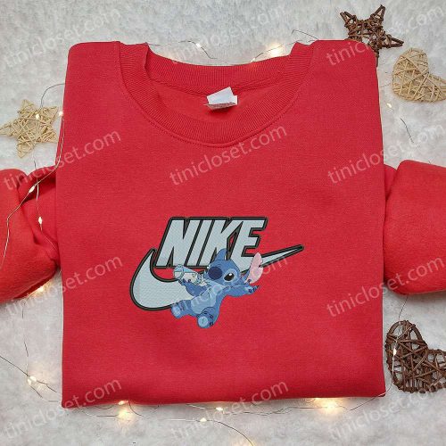 Stitch Drinking Milk x Nike Embroidered Shirt Disney Characters Hoodie – Best Gift Idea