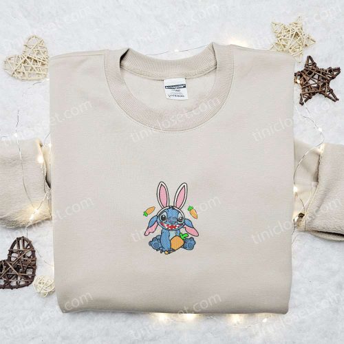 Disney Characters Embroidered Hoodie & Stitch Easter Bunny Carrot Shirt – Best Thanksgiving Gift Idea