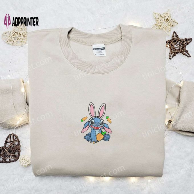 Disney Characters Embroidered Hoodie & Stitch Easter Bunny Carrot Shirt – Best Thanksgiving Gift Idea