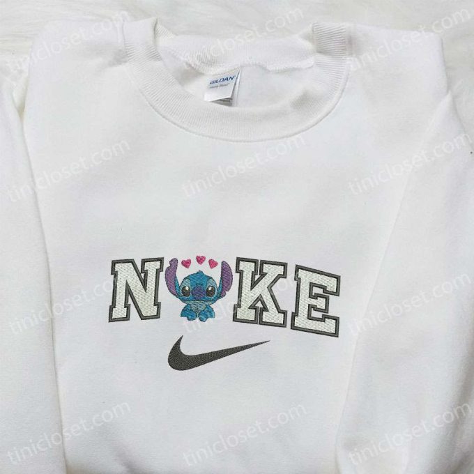 Embroidered Disney Characters Sweatshirt: Stitch Hearts x Nike Hoodie Perfect Valentine’s Gift