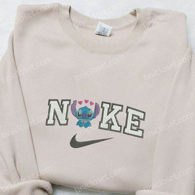 Embroidered Disney Characters Sweatshirt: Stitch Hearts x Nike Hoodie Perfect Valentine’s Gift