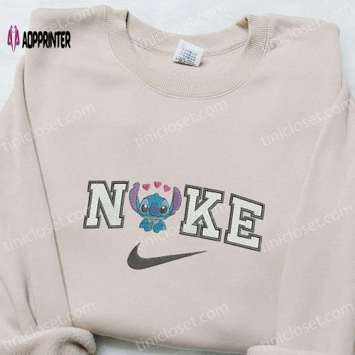 Stitch x Nike Cartoon Embroidered Sweatshirt – Best Nike Inspired Hoodie Perfect Family Gift