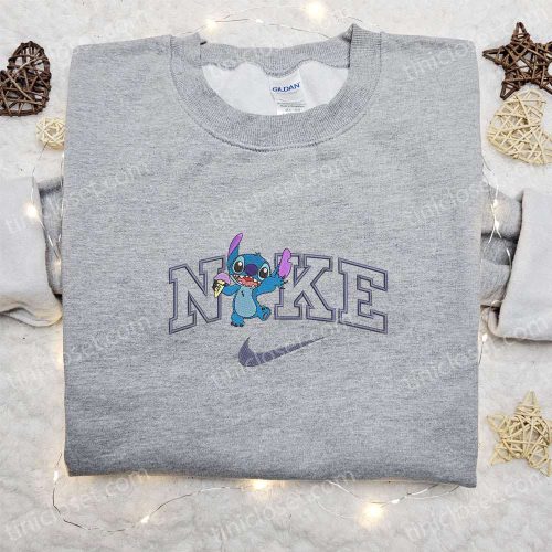 Stitch Ice Cream x Nike Cartoon Embroidered Sweatshirt: Best Nike Inspired Hoodie Perfect Family Gift!