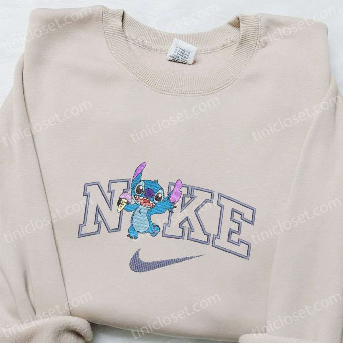 Stitch Ice Cream x Nike Cartoon Embroidered Sweatshirt: Best Nike Inspired Hoodie Perfect Family Gift!