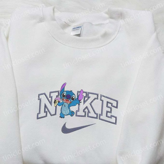 Stitch Ice Cream x Nike Cartoon Embroidered Sweatshirt: Best Nike Inspired Hoodie Perfect Family Gift!