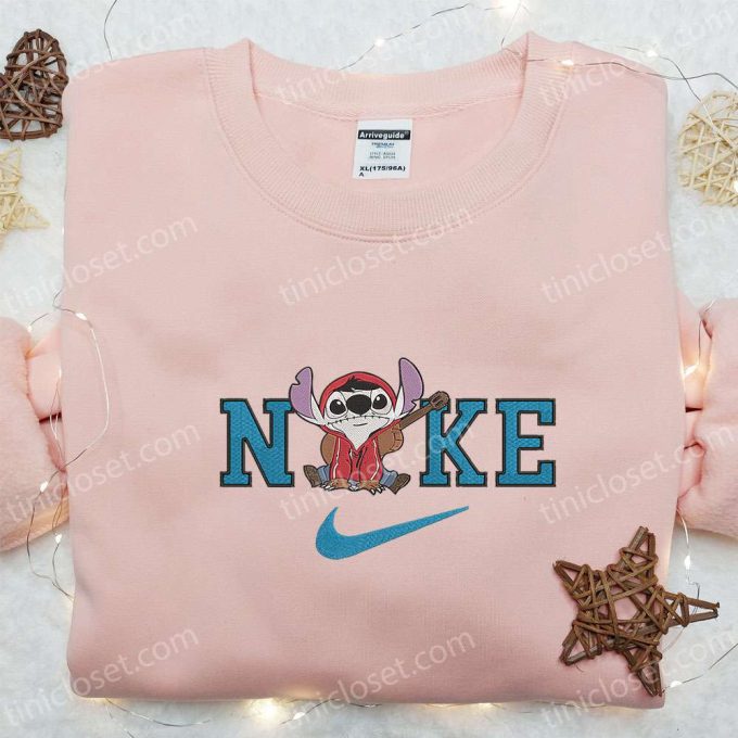 Stitch Miguel x Nike Embroidered Shirt: Funny Disney Characters T-Shirt & Nike Inspired Sweatshirt