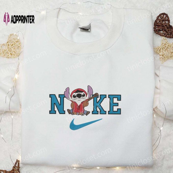 Stitch Miguel x Nike Embroidered Shirt: Funny Disney Characters T-Shirt & Nike Inspired Sweatshirt