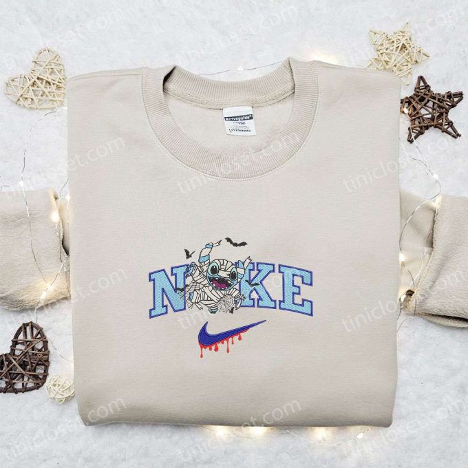 Stitch Mummy x Nike Embroidered Shirt Halloween Sweatshirt Disney Characters T-shirt