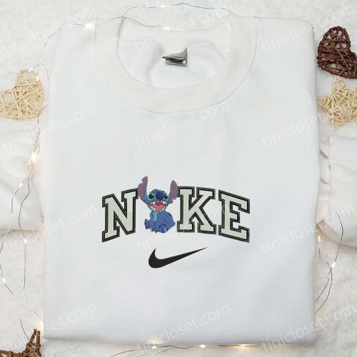 Stitch Shout x Nike Cartoon Embroidered Sweatshirt – Disney Characters Shirt Perfect Family Gift