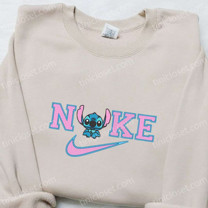 Stitch x Nike Cartoon Embroidered Sweatshirt: Disney Characters Hoodie Perfect Family Gift