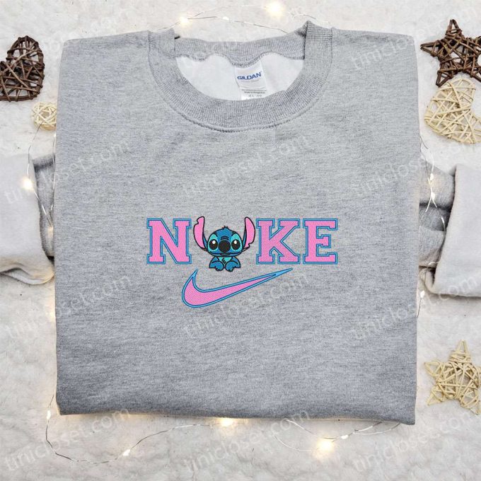 Stitch x Nike Cartoon Embroidered Sweatshirt: Disney Characters Hoodie Perfect Family Gift