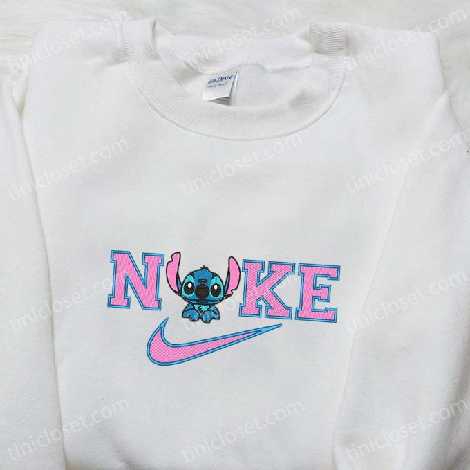 Stitch x Nike Cartoon Embroidered Sweatshirt: Disney Characters Hoodie Perfect Family Gift