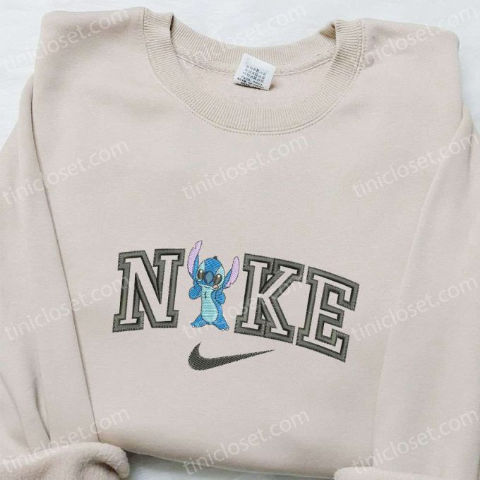 Stitch x Nike Cartoon Embroidered Sweatshirt – Nike Inspired Hoodie Perfect Family Gift